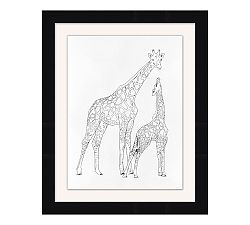 Giraffe Pair Sketch Framed Print