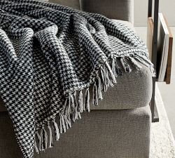 Houndstooth Sherpa Back Fringe Throw