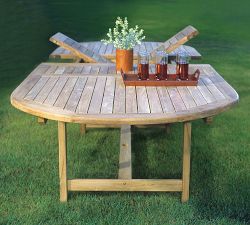 Pottery Barn Nassau Teak Oval Outdoor Table with Maya Folding Dining Chair Set - Thumbnail 2
