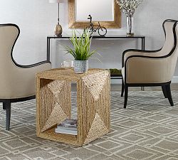 Noah Square Woven Accent Table (20.5")