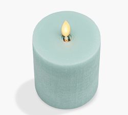 Premium Flameless Basketweave Texture Pillar Candle