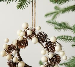 Handcrafted White Berry and Pinecone Wreath Ornament