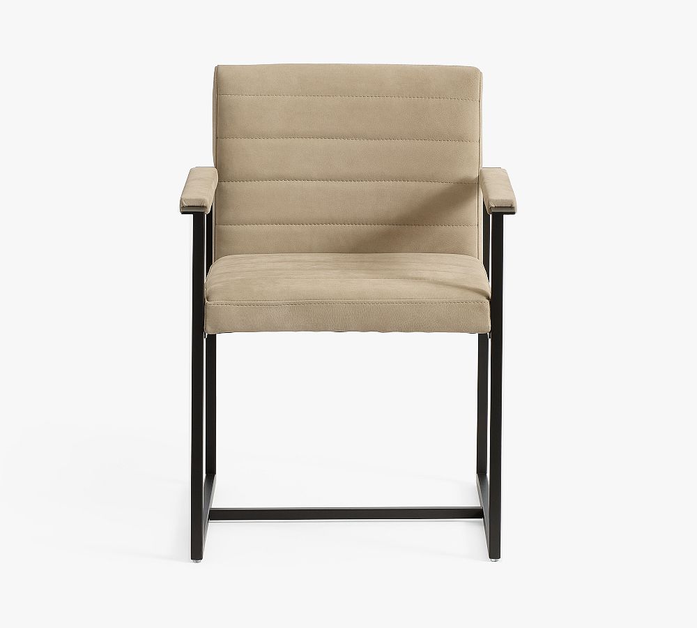 Millie Channel Tufted Leather Desk Armchair