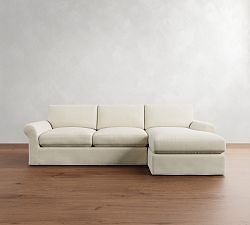 PB Comfort Modern Roll Arm Slipcovered Chaise Sleeper Sectional (112&quot;)