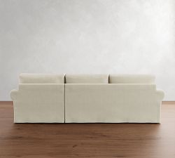 PB Comfort Modern Roll Arm Slipcovered Chaise Sleeper Sectional (112&quot;)