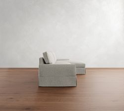 PB Comfort Square Arm Slipcovered Chaise Sleeper Sectional (108")