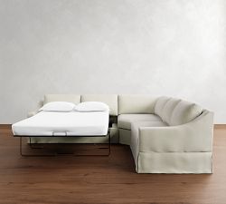 York Slope Arm Slipcovered 3-Piece L-Shaped Wedge Sleeper Sectional (117&quot;)