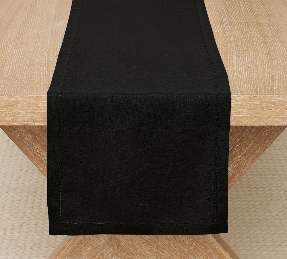 Belgian Linen Table Runner - Black