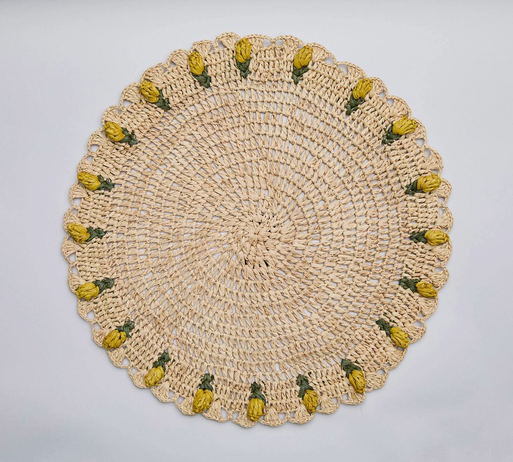 Tulip Edged Handwoven Placemat, Set of 4 - Lemon