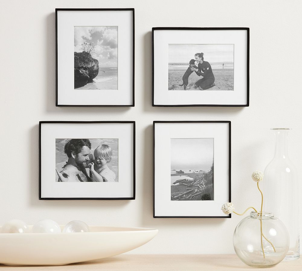 Stowe Modern Metal Frames - 8x10 - Set of 4, 8x10 Frame (5x7 Opening) - Black