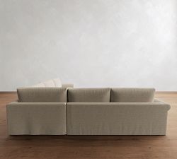 Westwood Roll Arm Slipcovered 3-Piece L-Shaped Wedge Sleeper Sectional (130")