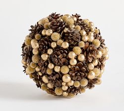 Vintage Champagne Berry &amp; Pinecone Orb