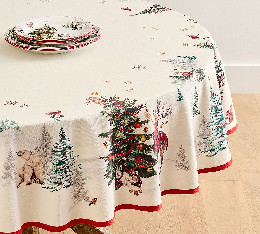 Enchanted Forest Cotton Round Tablecloth