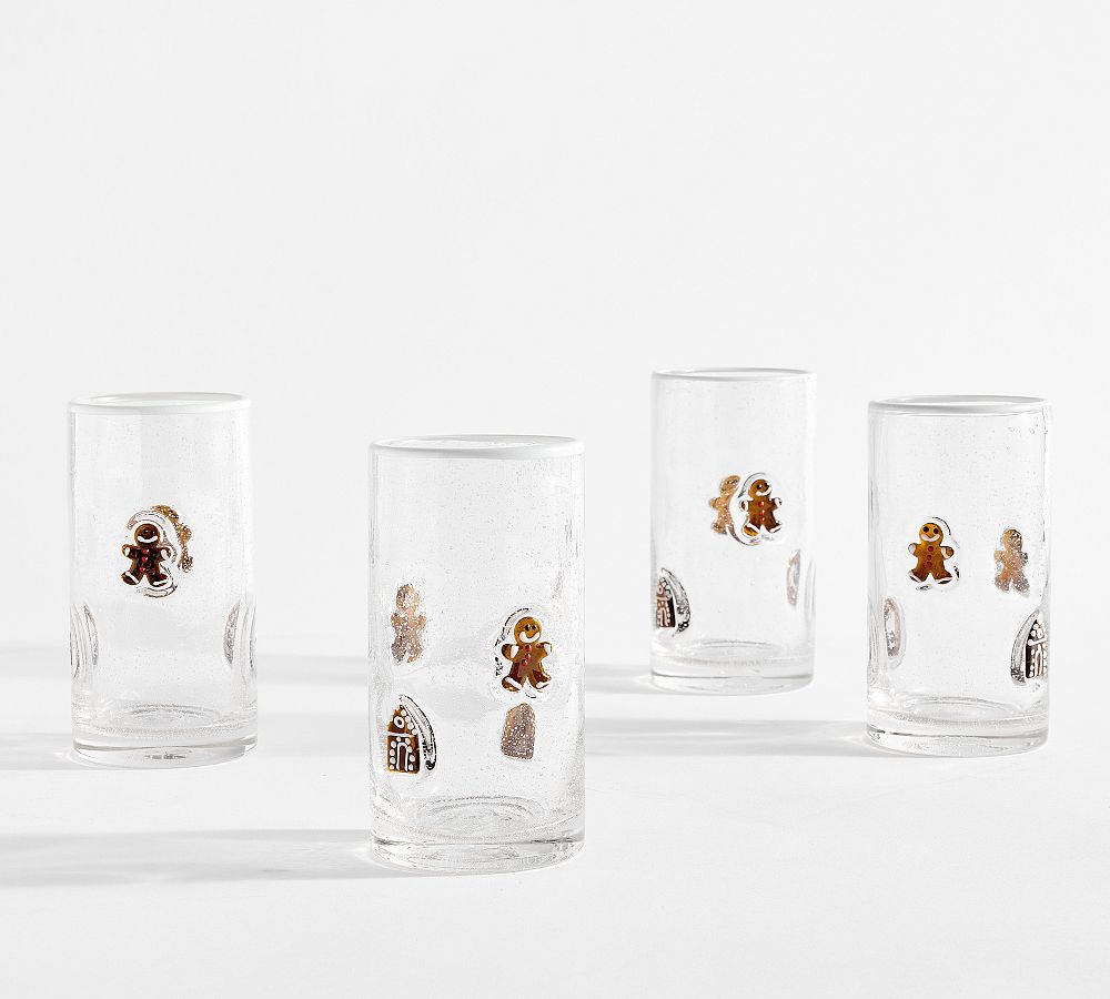 Gingerbread Icon Highball Glasses - Set of 4