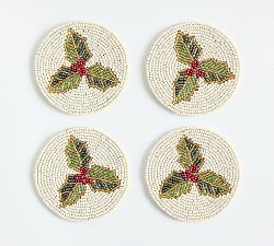Holly Icon Beaded Coasters - Set of 4