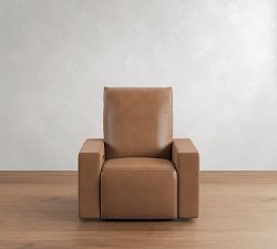 Larkspur Square Motion Leather Power Swivel Glider Recliner