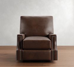 James Square Arm Leather Swivel Chair