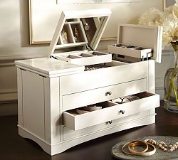 Open Box: Ultimate Jewelry Box - Antique White Wood