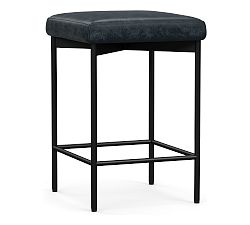 Open Box: Maison Leather Backless Counter Height Stool (24") - Statesville Indigo, Antique Bronze Leg