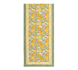 Open Box: Citron Block Print Cotton Runner, 16" x 90" - Green/Yellow