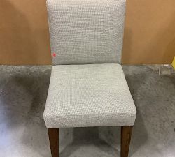 Open Box: Classic Upholstered Dining Chair - Light Gray Performance Chateau Basketweave, Espresso Finish