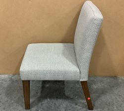 Open Box: Classic Upholstered Dining Chair - Light Gray Performance Chateau Basketweave, Espresso Finish