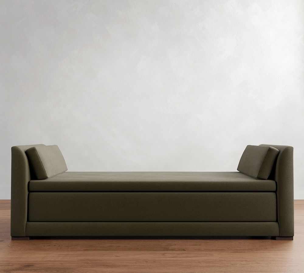 Open Box: Luna Upholstered Daybed Sleeper, Polyester Wrapped Cushions - Performance Everyday Velvet Olive