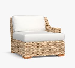 Open Box: Huntington All-Weather Wicker Slope Arm Sectional Outdoor, Right-Arm Chair with Cushion - Natural