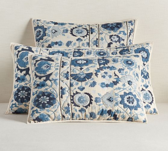 Pottery Barn Penelope Handcrafted Quilted Standard Shams Set/2