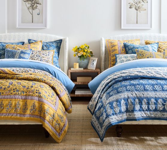 Ensemble De Couvre-lit Patchwork Pottery Barn 3 Pièces - Cal King Réversible, Motifs Floraux Multicolores