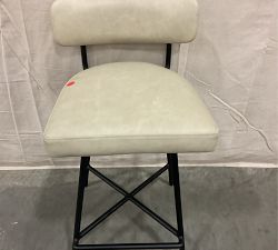 Open Box: Maison Leather Low Back Swivel Stool, Counter Stool, 24" - Statesville Pebble