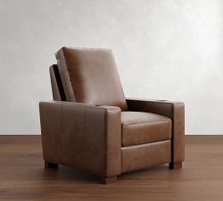 Turner Square Arm Leather Media Single Chair - Thumbnail 3