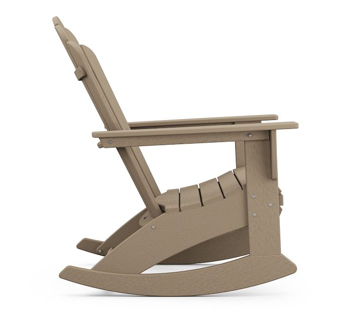 Light brown Adirondack rocking chair side view