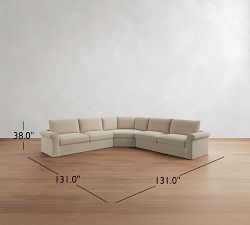 Westwood Roll Arm Slipcovered 3-Piece L-Shaped Wedge Sectional (131")