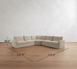 Westwood Slim Arm Slipcovered 3-Piece L-Shaped Wedge Sectional (125")