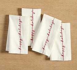 Happy Holidays Edge Cotton Napkins - Set of 4