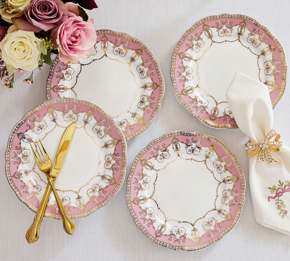 LoveShackFancy Holiday Salad Plates, Set of 4 - Pink Multi