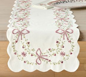 LoveShackFancy Embroidered Bow Table Runner | Pottery Barn