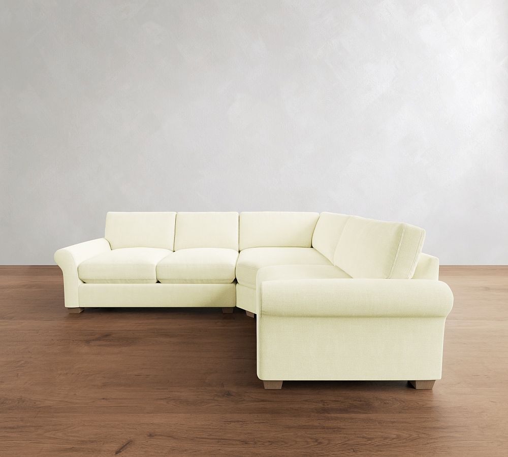 PB Comfort Modern Roll Arm 3-Piece Wedge Sectional (115&quot;)