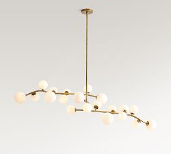 Open Box: Quinn Milk Glass Chandelier (60") - Tumbled Brass