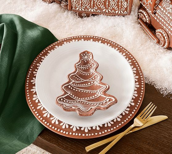 Gingerbread Tree Stoneware Appetizer Plates