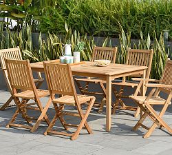Reyes 7-Piece Teak Rectangular Outdoor Dining Table with Josie Dining Chair Set