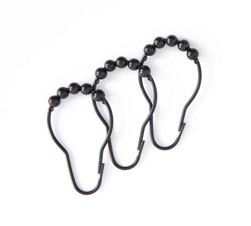 Stainless Steel  Matt Black Shower Curtain Rings - Set of 12