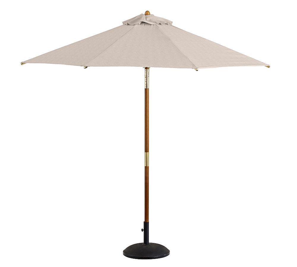 Premium 9' Round Outdoor Patio Umbrella – Eucalyptus Tilt Frame - Sunbrella® Flax