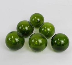 Handcrafted Recycled Glass Ball Vase Filler, Set of 6