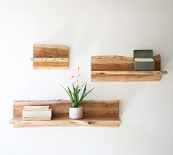 Handcrafted Rustic Acacia Wood Shelves, Set of 3