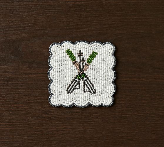 Pottery Barn Skier Beaded Coasters