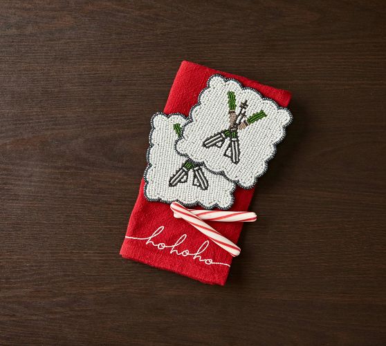Pottery Barn Skier Beaded Coasters - Thumbnail 3