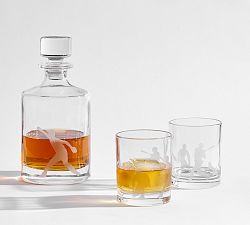 MLB Baseball Decanter &amp; Double Old Fashioned Glasses Set