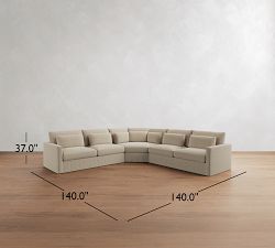 Westwood Slim Arm Deep Seat Slipcovered 3-Piece L-Shaped Wedge Sectional (130")